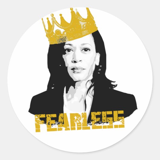 Onbevreesde Kamala Harris Ronde Sticker (Voorkant)