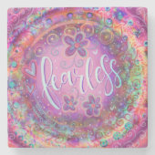 Onbevreesde  Paarse Bloemen Inspirerend Drink Stenen Onderzetter (Voorkant)