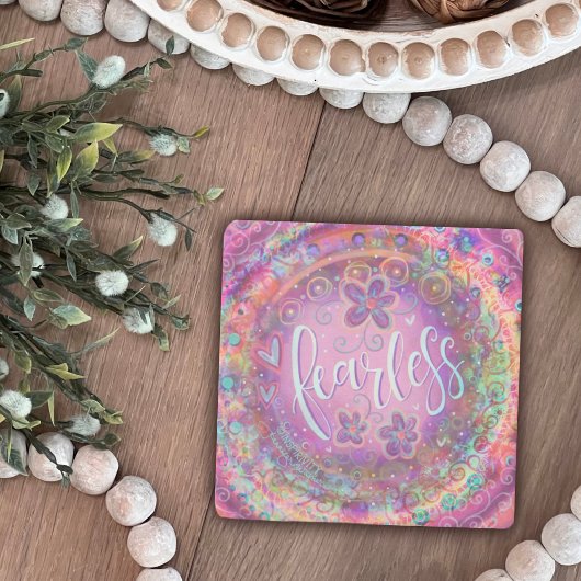 Onbevreesde  Paarse Bloemen Inspirerend Drink Stenen Onderzetter