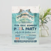 Onbevreesde Pool Party Verjaardag Kaart (Staand voorkant)