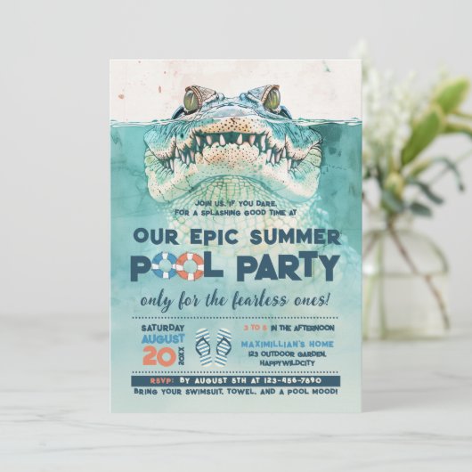 Onbevreesde Pool Party Verjaardag Kaart (Staand voorkant)