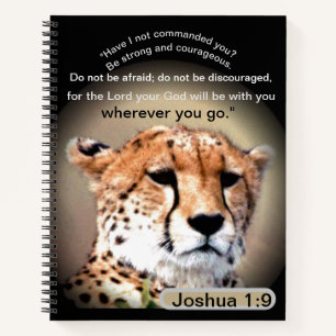 Onbevreesde reis: Cheetah Tear Marks Joshua 1:9 Notitieboek