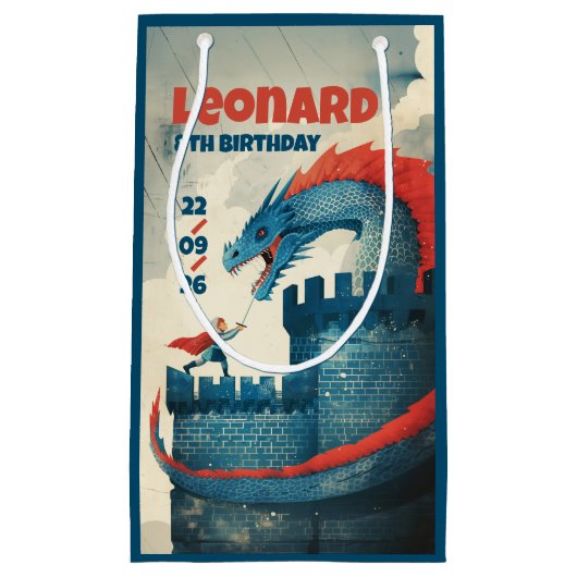 Onbevreesde ridder en draak klein cadeauzakje (Voorkant)