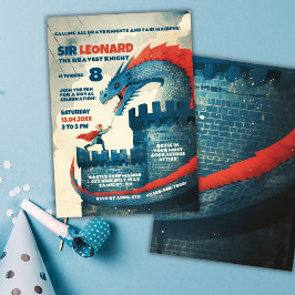 Onbevreesde Ridder en Draak Verjaardagsfeestje Kaart