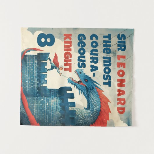 Onbevreesde ridder en draak wandkleed (Voorkant (horizontaal))