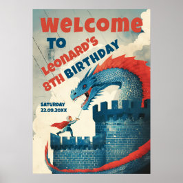 Onbevreesde Ridder en Draak Welkomstbord Poster