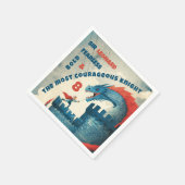 Onbevreesde ridder en drakenpapier servet (Hoek)