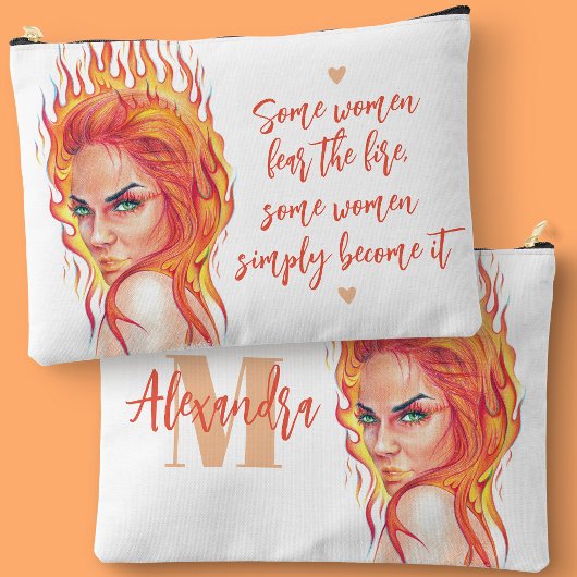 Onbevreesde Vrouw Fantasie Vlammen Vuur Quote Mono Etui