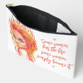 Onbevreesde Vrouw Fantasie Vlammen Vuur Quote Mono Etui (Open)