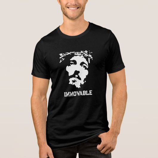 onbeweeglijk gezicht van Jezus Tri-Blend Shirt (Voorkant)