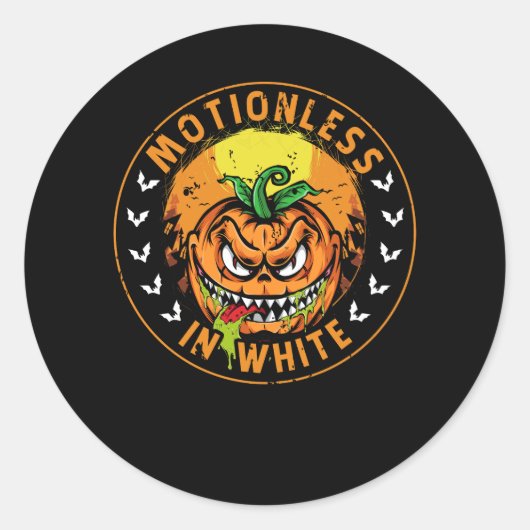 onbeweeglijk in witte pompoen jack o lantaarn eng ronde sticker (Voorkant)