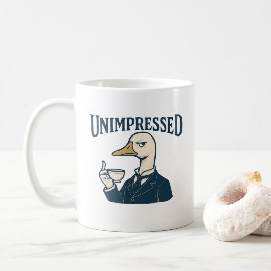 Onbewogen Eend Drinkt Thee Meme Koffiemok (Met donut)