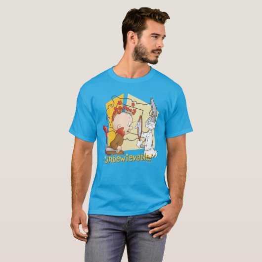 "Onbewoonbaar" Barber BUGS BUNNY™ & Elmer Fudd T-shirt (Voorkant volledig)
