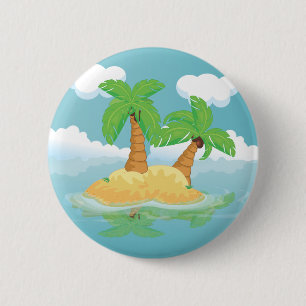 Onbewoond eiland ronde button 5,7 cm
