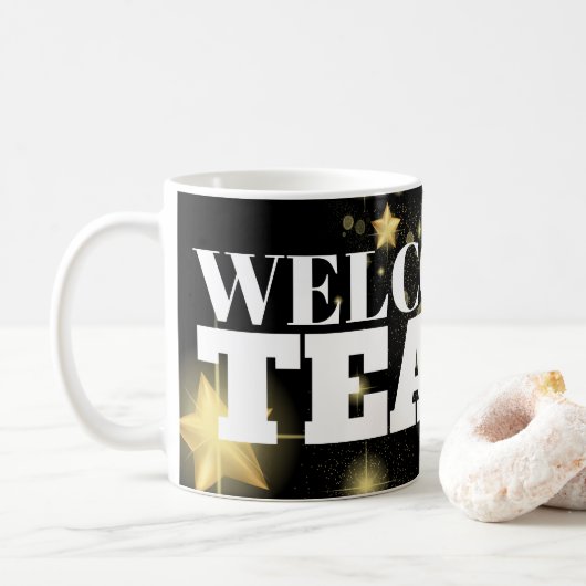 Onboarding nieuwe medewerker welkomstbehandeling koffiemok (Met donut)