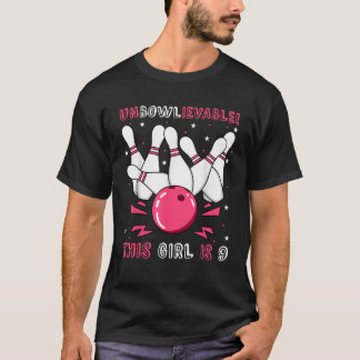 Onbowlievable Dit meisje is 9 verjaardag bowling d T-shirt