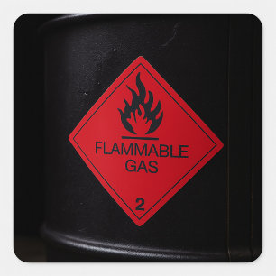 Onbrandbaar Gas Veiligheidslabel Gevaren Waarschuw Vierkante Sticker