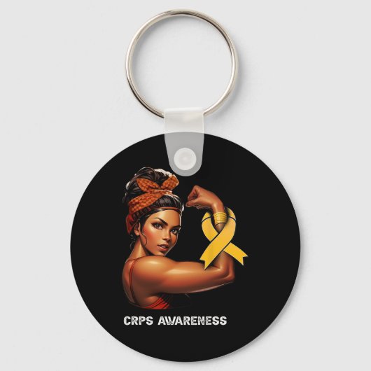 Onbreekbaar Afro Girl CRPS Awareness Sleutelhanger (Voorkant)