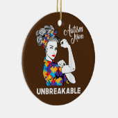Onbreekbaar Autisme Mam Messy Bun Autism Awareness Keramisch Ornament (Rechts)