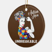 Onbreekbaar Autisme Mam Messy Bun Autism Awareness Keramisch Ornament (Links)
