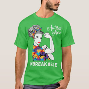 Onbreekbaar Autisme Mam Messy Bun Autism Awareness T-shirt