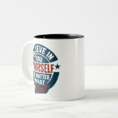 onbreekbaar embleem tweekleurige koffiemok (Voorkant links)