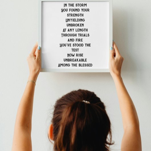 Onbreekbaar inspirerend minigedicht poster