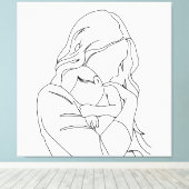 Onbreekbare Band – Moeder en Kind Lijntekening Canvas Afdruk (Insitu (Houten vloer))