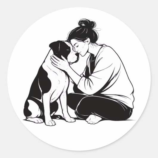Onbreekbare Band Tussen Hond & Mens Ronde Sticker (Voorkant)