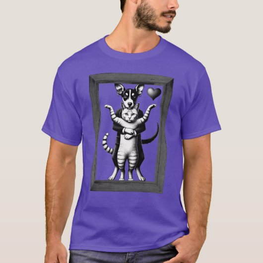 Onbreekbare Bond: Dog & Cat Duo T-shirt (Voorkant)