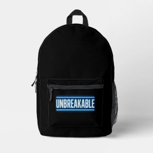 ONBREKBARE Blauwe Gloeiende Typografie Cut & Sew T Bedrukte Rugzak
