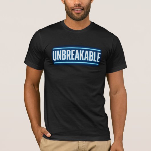 ONBREKELBARE Blauwe Glow Typografie T-Shirt (Voorkant)