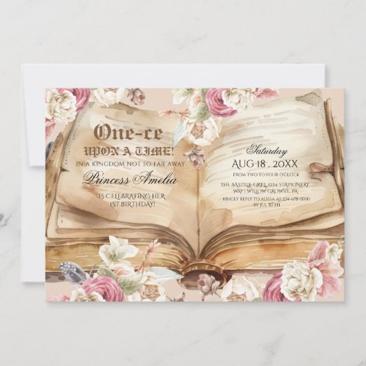 Once Upon A Time 1st Birthday Party Kaart (Voorkant)