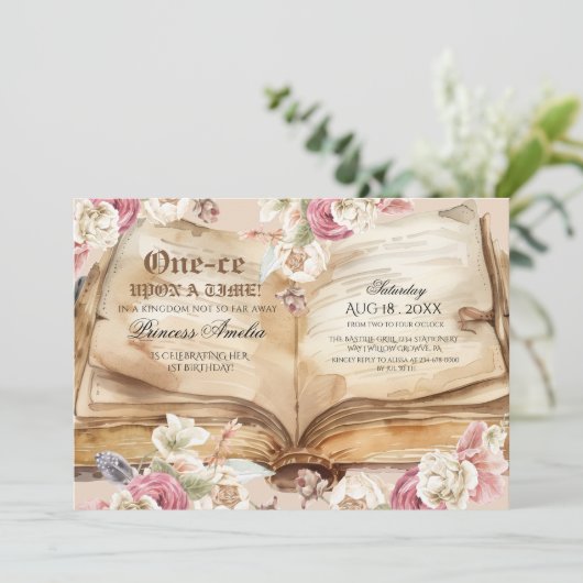 Once Upon A Time 1st Birthday Party Kaart (Staand voorkant)