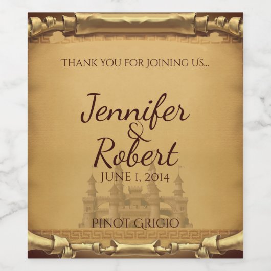 Once Upon a Time Bruiloft Wijn Label Etiket (Enkel label)