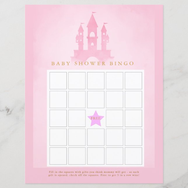 Once Upon a Time Castle Baby shower Bingo (Voorkant)