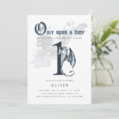 Once Upon a Time | Draak 1e Verjaardagsuitnodiging Kaart (Staand voorkant)