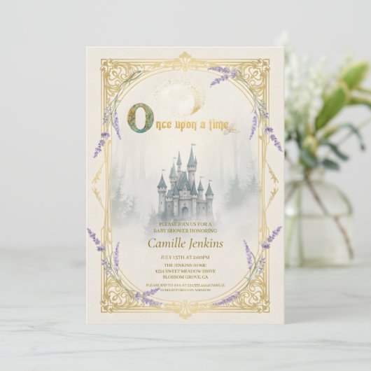 Once Upon a Time Fairytale Castle Princess floral Kaart (Staand voorkant)