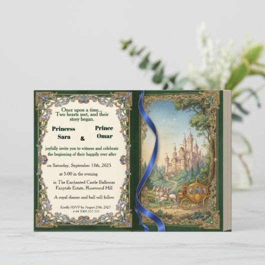 Once Upon a Time Fairytale Castle Royal wedding Kaart (Staand voorkant)