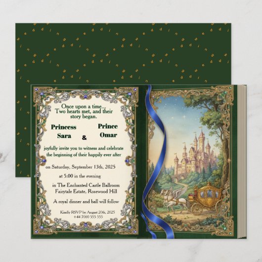 Once Upon a Time Fairytale Castle Royal wedding Kaart (Voorkant / Achterkant)