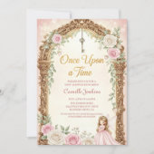 once upon a time fairytale frame gold baby shower kaart (Voorkant)