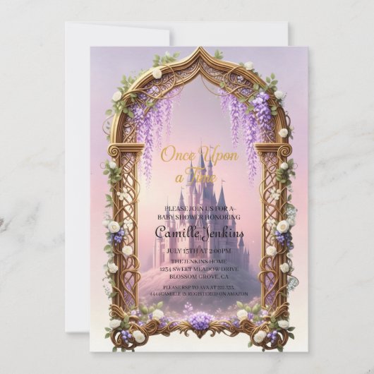 once upon a time fairytale magical royal pink kaart (Voorkant)