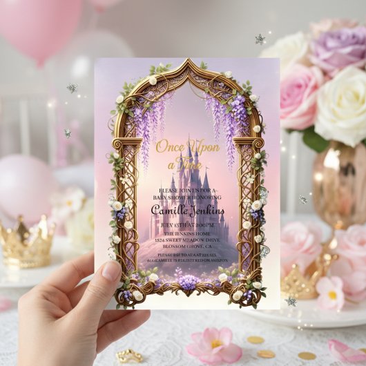 once upon a time fairytale magical royal pink kaart