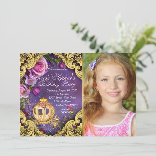 Once Upon A Time Fairytale Prinses Verjaardagsfees Kaart (Staand voorkant)