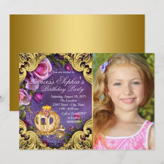 Once Upon A Time Fairytale Prinses Verjaardagsfees Kaart (Voorkant / Achterkant)