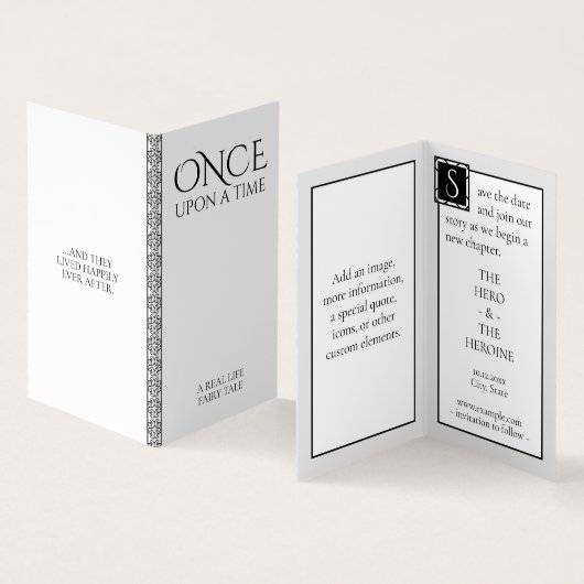 Once Upon a Time Fairytale Save the Date Kaart Visitekaartje (Binnen en buitenkant)