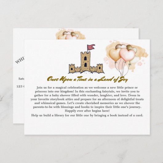 Once Upon a Time in a Land of Joy Baby shower Briefkaart (Voorkant / Achterkant)