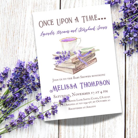 Once Upon a Time - Lavender Storybook Baby shower Kaart