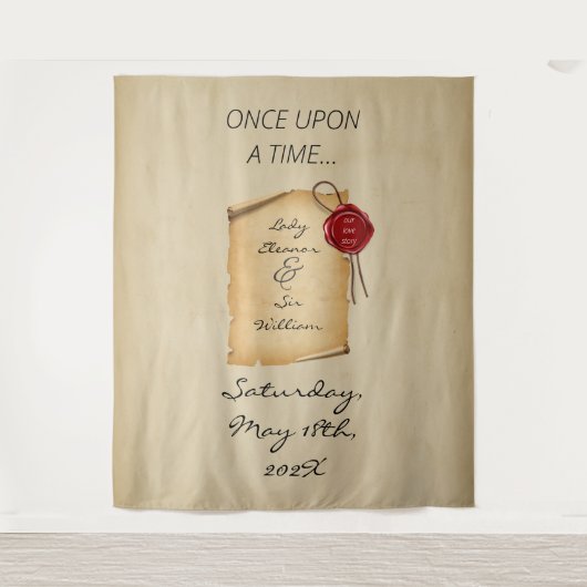 Once Upon A Time Middeleeuwse Scroll Foto achtergr Wandkleed (Voorkant)