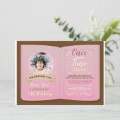 Once Upon A Time Photo Verjaardag Roze Verhaal Boe Kaart (Staand voorkant)